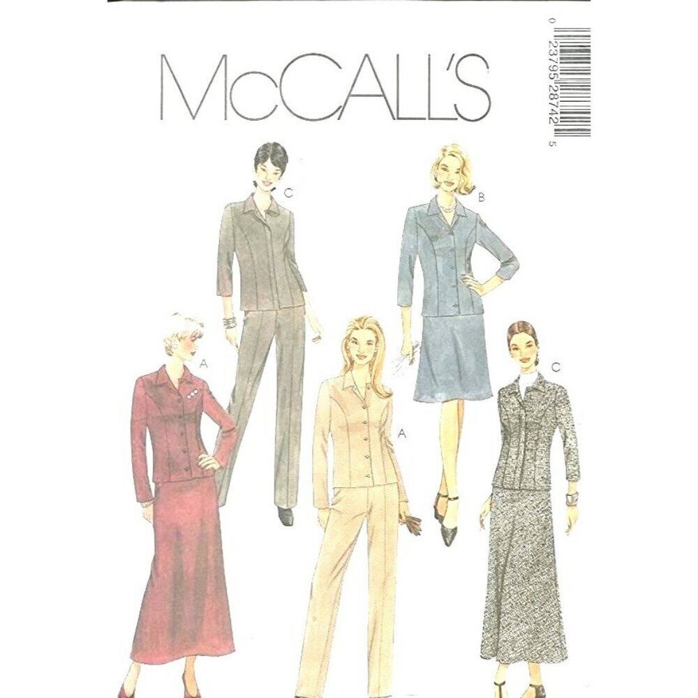 McCall's Sewing Pattern 2874 Classic Jacket Pants Long Short A-Line Skirt Suit S